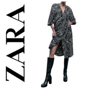 ZARA Printed Button Down Midi Dress Size Small NWT